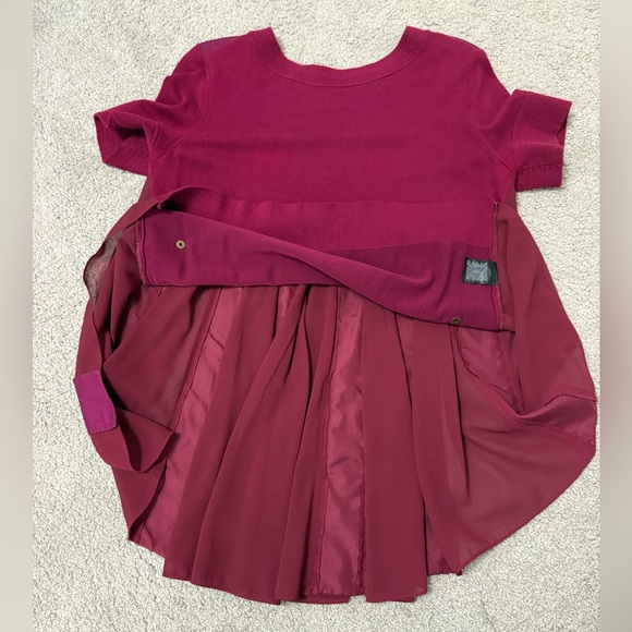 Anthropologie MOTH Backstory plum wine color blouse top Pleated Chiffon Sz med - Picture 6 of 9